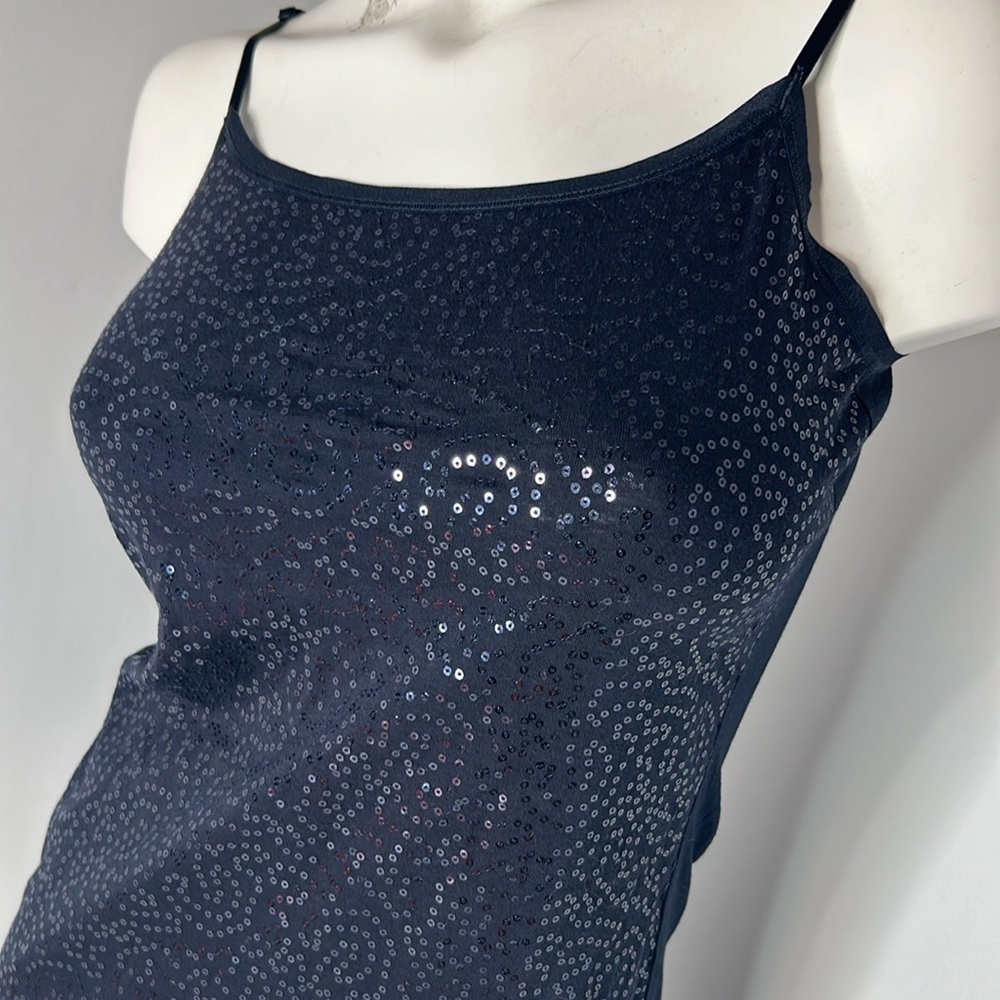 ANN TAYLOR Navy Blue Sequin Camisole Cami Tank Top‎ Blouse Sz S NWOT